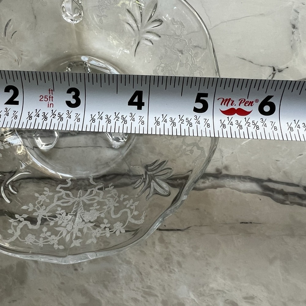 FOSTORIA Crystal #325 BAROQUE "CORSAGE" CLEAR FLORAL Handled 6" NAPPY - Picture 7 of 9